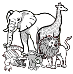african animals - lineart